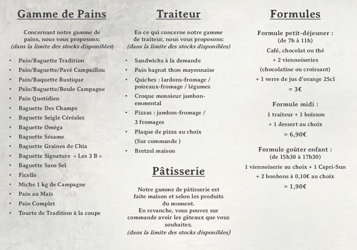 Cartes nouveautés boulangerie